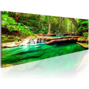Obraz na plátne Bimago - Emerald Waterfall 150x50 cm
