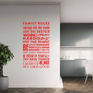 GLIX Family rules - nálepka na stenu Červená 75x40 cm