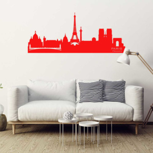 GLIX Panorama Paríž - samolepka na stenu Červená 100 x 40 cm