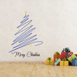 GLIX Merry Christmas - nálepka na stenu Žltá a modrá 90 x 70 cm
