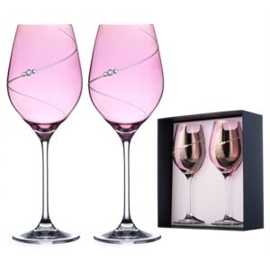 Diamante poháre na biele víno Silhouette City Pink s kamienkami Swarovski 360 ml 2KS