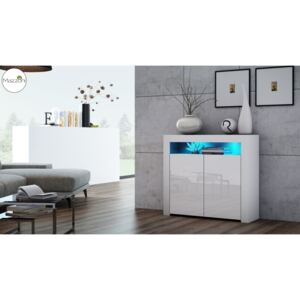 MILA 2D LED skrinka biela / biela lesk, obývacia izba