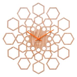 Karlsson Drevené nástenné hodiny - Karlsson Sunshine Hexagon Wood, OE 48 cm