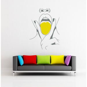 GLIX Lips swag - nálepka na stenu Šedá a žltá 70 x 95 cm