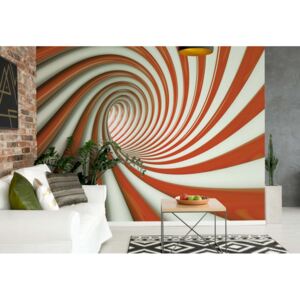 Fototapeta GLIX - 3D Swirl Tunnel Orange And White + lepidlo ZADARMO Vliesová tapeta - 208x146 cm