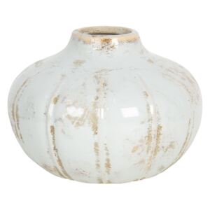 Pastelovo modrá keramická váza s patinou - Ø 18 * 13 cm