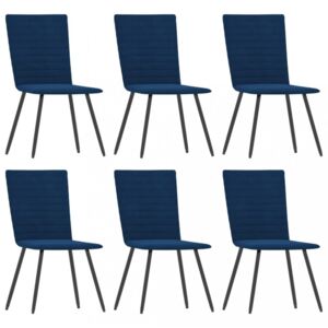 Jedálenská stolička 6 ks zamat / kov Dekorhome Modrá