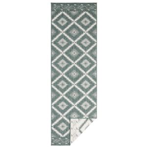 Zeleno-krémový vonkajší koberec Bougari Malibu, 250 x 80 cm