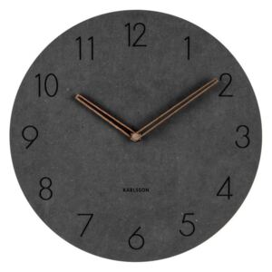 Čierne nástenné drevené hodiny Karlsson Dura, ⌀ 29 cm
