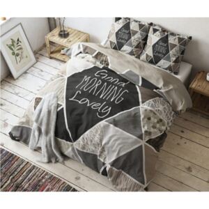 Hnedé bavlnené posteľné obliečky s nápisom 140 x 200 cm