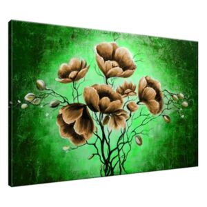 Ručne maľovaný obraz Hnedé kvety 120x80cm RM1652A_1B