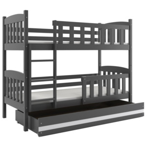 Poschodová posteľ - KUBO - 190x80cm - Grafitová - Biela