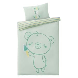 LUPILU® Detská posteľná bielizeň, 130 x 90 cm, medveď / tyrkysová (100288485)