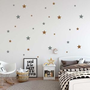 GLIX Dekorácie hviezdy - samolepka na stenu Šedá a hnedá 2x 75x30 cm