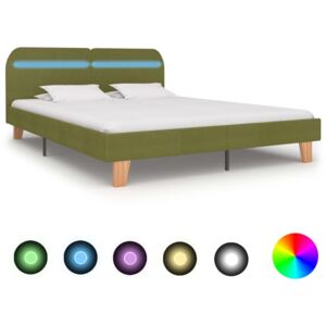 Rám postele s LED svetlom zelený látkový 160x200 cm