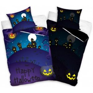 BedTex · Svietiace posteľné obliečky Happy Halloween - svieti v tme - 100% bavlna - 70 x 90 cm + 140 x 200 cm