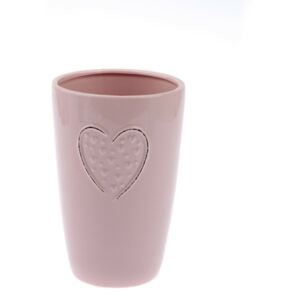 Ružová keramická váza Dakls Hearts Dots, výška 18,3 cm