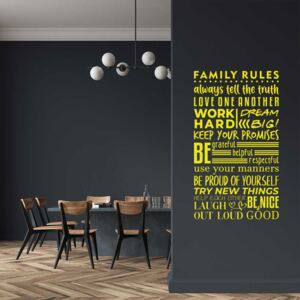 GLIX Family rules - nálepka na stenu Žltá 75x40 cm