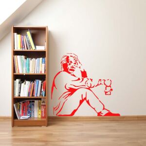 GLIX Banksy "Einstein" - nálepka na stenu Svetlo červená 50 x 45 cm