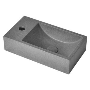 SAPHO CREST L betónové umývadlo vrátane výpuste, 40x22 cm, čierny granit AR403