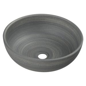 SAPHO PRIORI keramické umývadlo, priemer 41 cm, 15 cm, šedá so vzorom PI024