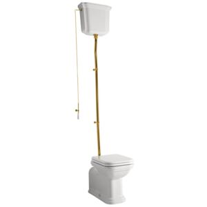 Kerasan WALDORF WC mísa s nádržkou, spodní/zadní odpad, bílá-bronz WCSET20-WALDORF