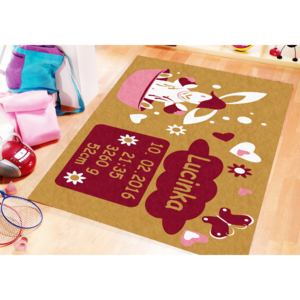 GDmats© -kusový koberec - detský - personalizovaný Baby koberec -beige, Rozmer 70 x 100 cm, Druh zakončenia S obšitím, Material GD 700 Komfort