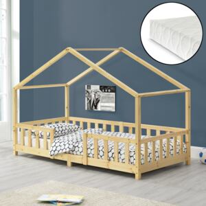 [en.casa] Detská posteľ TREVIOLO AAKB-8779 90x200 cm borovica s matracom