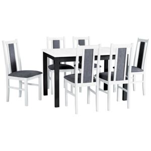 Rozkladací stôl so 6 stoličkami - AL03, Morenie: sonoma - L, Poťahové látky: 25x - Paros 2, Farby nožičiek: biela