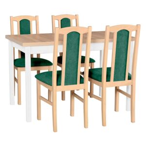 Rozkladací stôl so 4 stoličkami - AL02, Morenie: sonoma - L, Poťahové látky: 8 - Malmo New 95, Farby nožičiek: biela