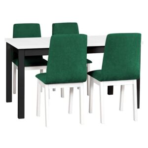 Rozkladací stôl so 4 stoličkami - AL05, Morenie: biela - L, Poťahové látky: 23x - Kronos 19, Farby nožičiek: čierna, Farby nožičiek: biela