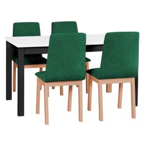 Rozkladací stôl so 4 stoličkami - AL05, Morenie: biela - L, Poťahové látky: 23x - Kronos 19, Farby nožičiek: čierna, Farby nožičiek: sonoma