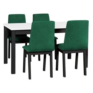 Rozkladací stôl so 4 stoličkami - AL05, Morenie: biela - L, Poťahové látky: 23x - Kronos 19, Farby nožičiek: čierna