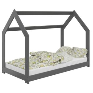 AMI nábytok Detská posteľ DOMČEK D2 80x160cm masív šedá