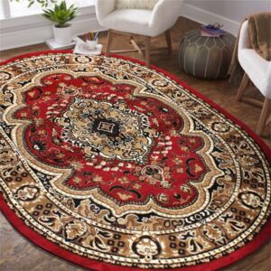 Oválny vintage koberec červenej farby Červená Šírka: 150 cm | Dĺžka: 210 cm