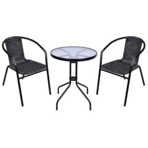 Set balkónový ALESIA, šedý, stôl 70x60 cm, 2x stolička 52x55x73 cm, oceľ