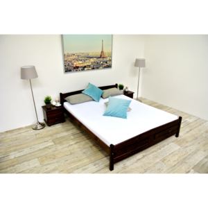 Vyvýšená posteľ JOANA + rošt ZADARMO, 160 x 200 cm, orech-lak