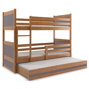 Poschodová posteľ s prístelkou RICO 3 - 200x90cm - Jelša - Grafitový