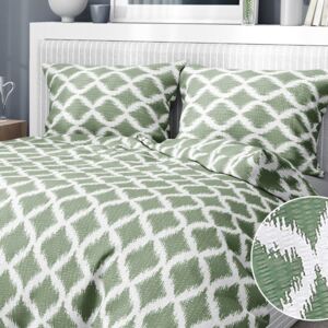Goldea krepové posteľné obliečky - vzor 452 zelené kosoštvorce 140 x 200 a 70 x 90 cm
