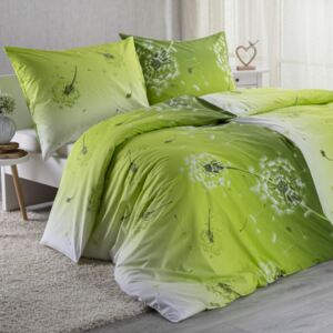 Bavlnené posteľné obliečky DANDELION zelené predĺžená dĺžka