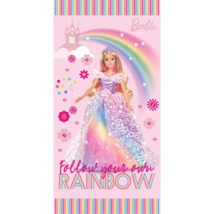 TipTrade Bavlnená froté osuška licenčné 70x140 - Barbie dúhová princezná