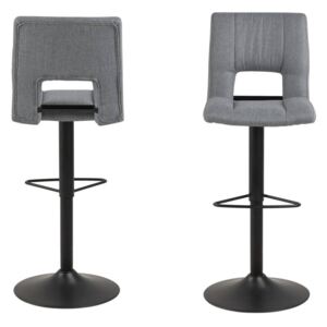 Dizajnová barová stolička Nerine, svetlo šedá a čierna-tkanina