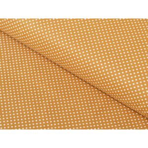 Goldea bavlnená látka simona - vzor 968 biele bodky na tmavo oranžovom - metráž š. 140cm 140 cm