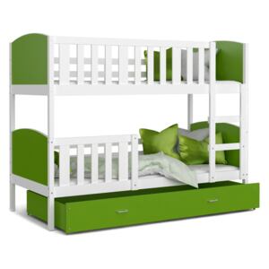 GL Dobby Biela Color poschodová posteľ Farba: Zelená, Rozmer: 190x80
