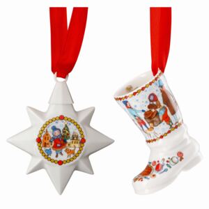 Rosenthal sada porcelánová mini hviezda a mini topánočka na stromček Vianočný trh