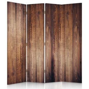 CARO Paraván - Brown Boards | štvordielny | obojstranný 145x150 cm
