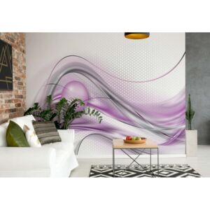 Fototapeta - Modern Abstract 3D Design Silver And Purple Vliesová tapeta - 416x254 cm