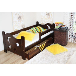 Detská posteľ STAR + rošt ZADARMO, s úložným priestorom, orech-lak, 70x160 cm