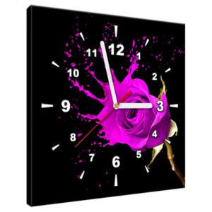 Tlačený obraz s hodinami Šplech fialová ruža ZP1217A_1AI