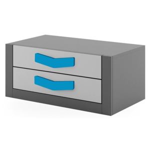 Nočny stolík Lopez LP08, Farby: Grafit / šedý, úchtky: modrý